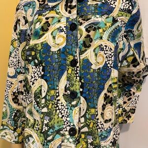 WMS XL Multicolor Button Down Jacket Shirt Long Sleeve Pockets Stylish Boho SFH